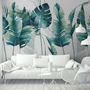 Monochrome Green Banana Leaf Wallpaper Mural