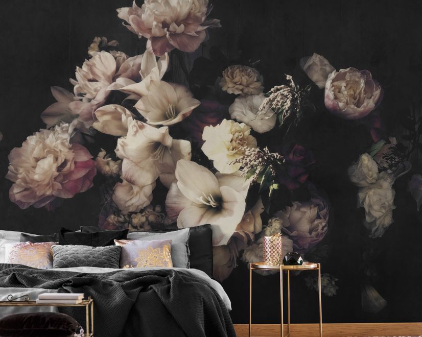 Dutch Dark Floral Wallpaper Mural