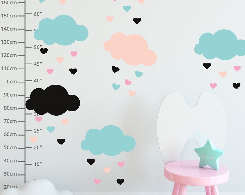 Nursery Colorful Cloud with Little Heart Wall Decal Sticker