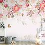 Pink Flowers and Butterflies Wallpaper Mural