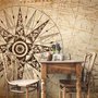 Vintage Map with Compass Wallpaper Mural