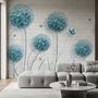 Dandelion Floral and Butterfly Wallpaper Mural
