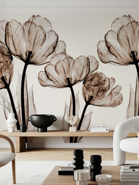 Fototapete mit transparenter Blumenkunst