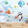 Cute Flying Panda & Animals Kids Nursery Wallpaper Mural