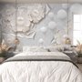 3D Look White Pearl Flower Wallpaper Mural