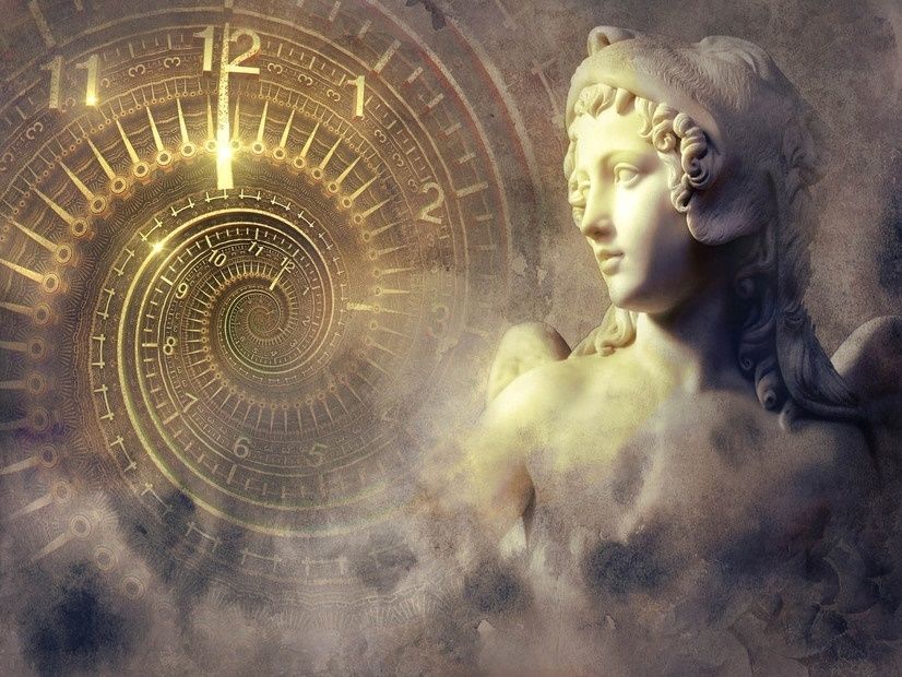 Greek Sculpture and Abstract Fractal Wallpaper Mural