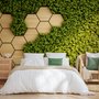 Hexagon Honeycomb Pattern and Fresh Grass Wallpaper Mural