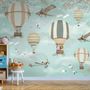 Hot Air Balloon with Animals Wallpaper Mural