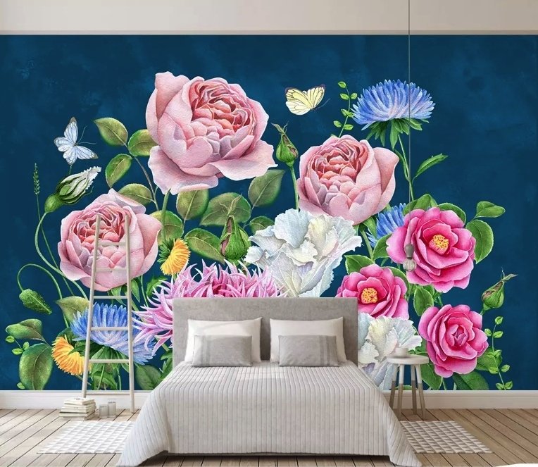 Colorful Flower Bouqet Wallpaper Mural - Peel and Stick