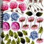 3D Floral Pink Orange Blue Rose Floral Bouqets Wall Decal Sticker