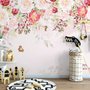 Pink Flowers and Butterflies Wallpaper Mural