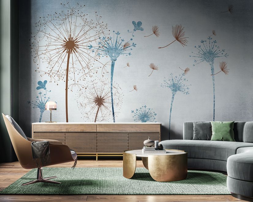 Vintage Dandelion Floral Wallpaper Mural