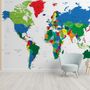 Kids Colorful Political World Map Wallpaper Mural