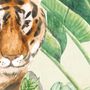 Watercolor Safari Animals in the Rainforest Wallpaper Mural for Kids