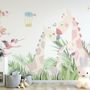 Nursery Tropical Landscape with Cute Girrafes Wallpaper Mural