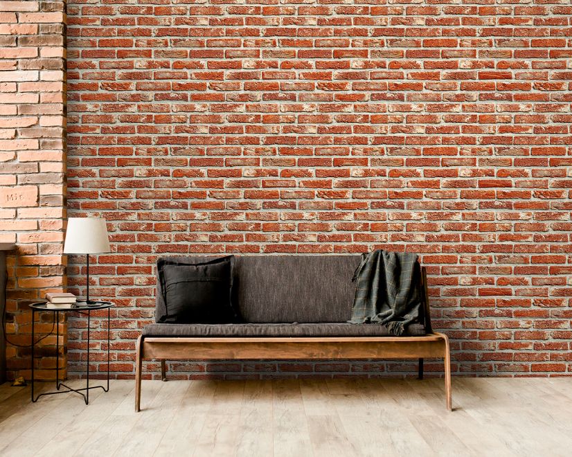 Vintage Red Orange Brick Stone Wallpaper Mural