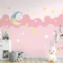 Kids Girls Pink Night with Sleeping Moon Wallpaper Mural