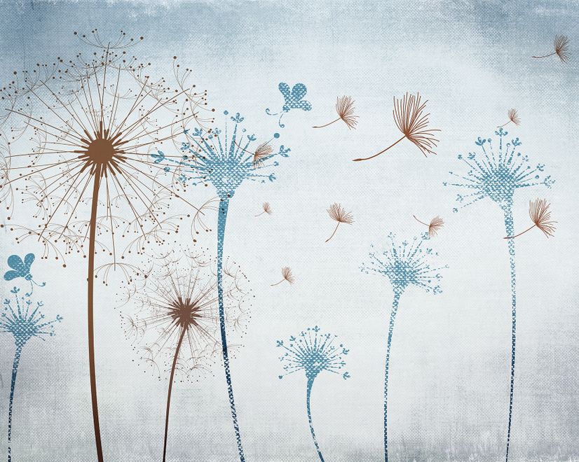 Vintage Dandelion Floral Wallpaper Mural