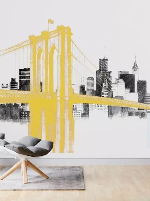 Aquarellstadt mit Brooklyn Bridge Fototapete