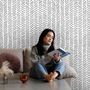 Modern Herringbone Line Black and White  Wallpaper Mural