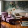 Vintage Floral and Green Leaf Wallpaper Mural