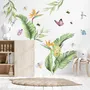 Cute Tropical Leaves and Flowers Wall Decal Sticker