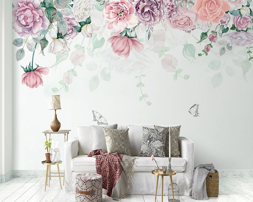 Vintage Peony Flowers Wallpaper Mural