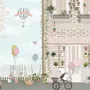 Panda Bear with Balloons  in front of Floral Garden Home Kids Wallpaper Mural