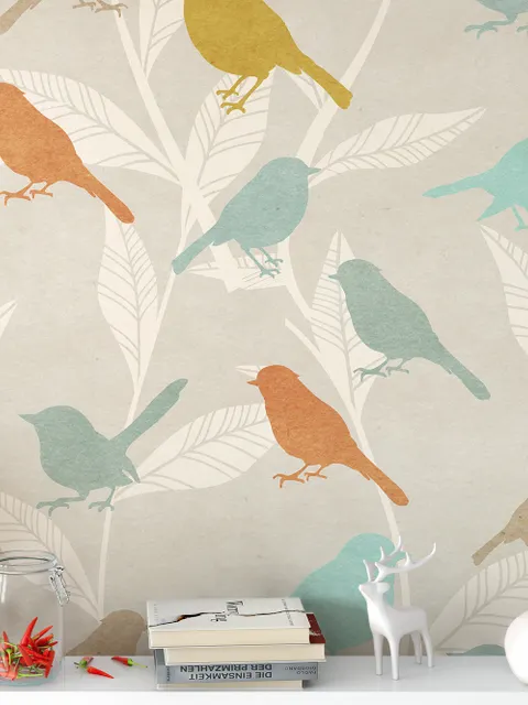 Colorful Europian Birds Wallpaper Mural