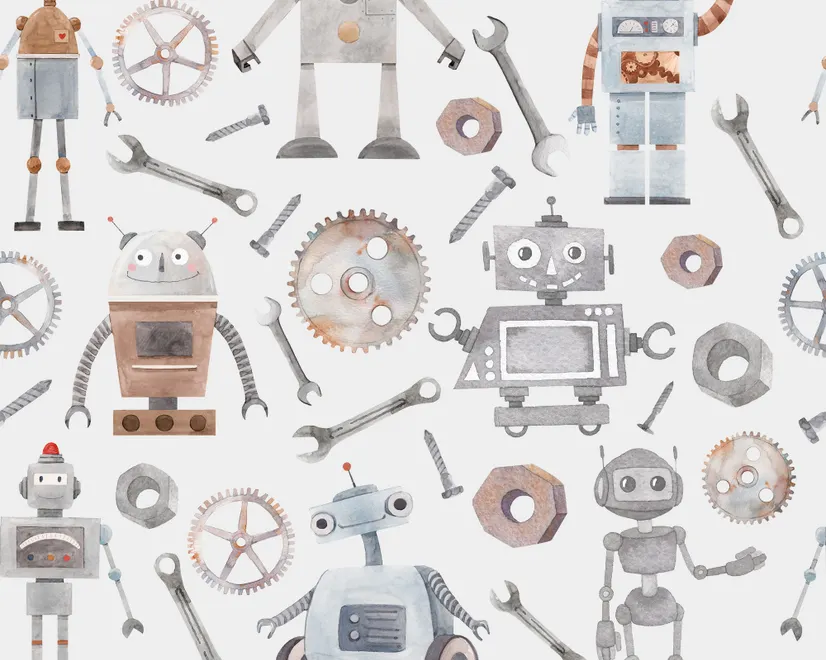 Papier peint robot aquarelle enfants