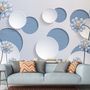 Light Blue Daisy Floral Wallpaper Mural