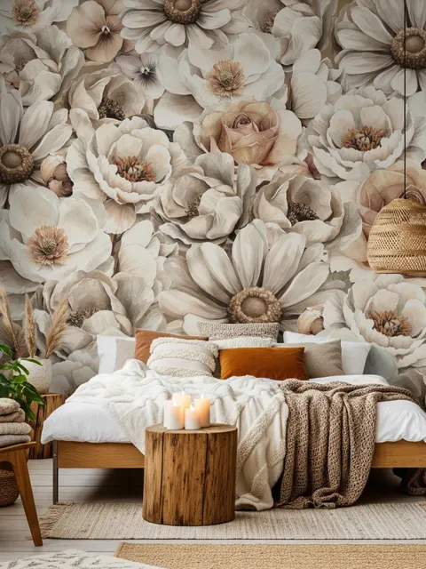 Papier Peint Panoramique Floral Jardin Romantique