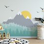 Papier peint panoramique de montagne et d'arbres pour les enfants