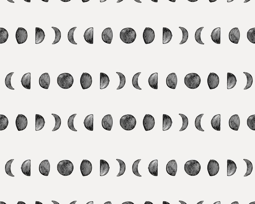 Watercolor Fullmoon Crescent Pattern Wallpaper Mural