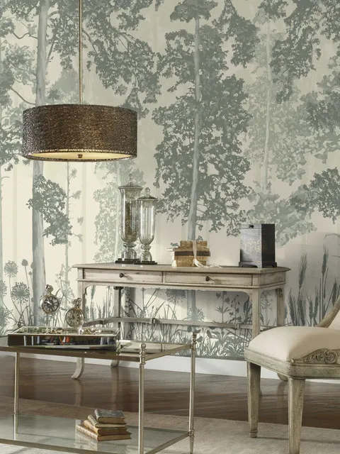 Monochrome Tree Forest Silhouette Wallpaper Mural