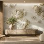 3D Embossed Look Rose Sculpture Wallpaper Mural