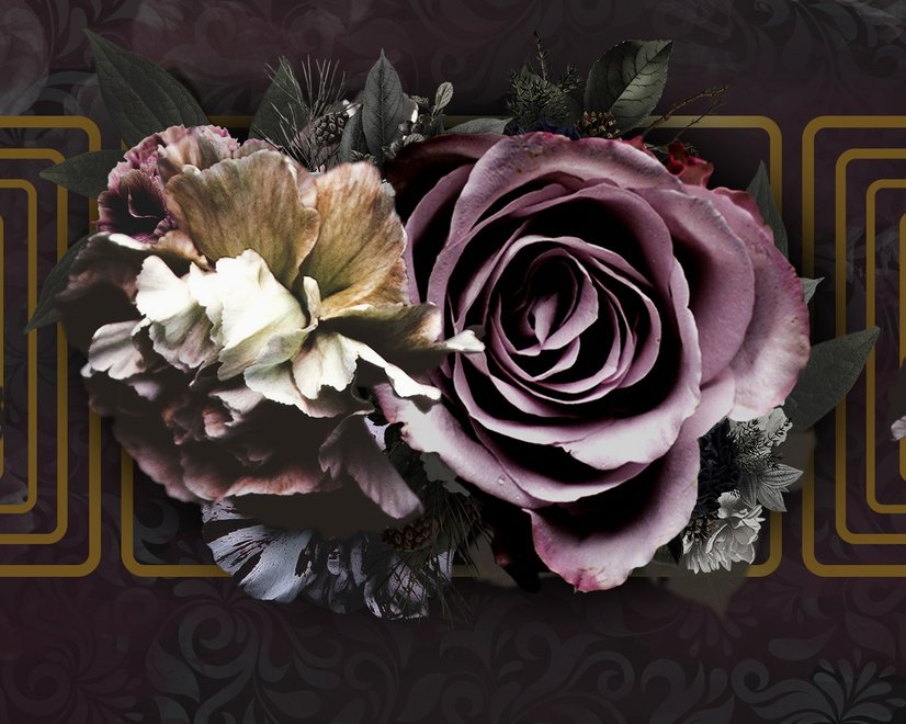 Dark Rose Floral Wallpaper Mural