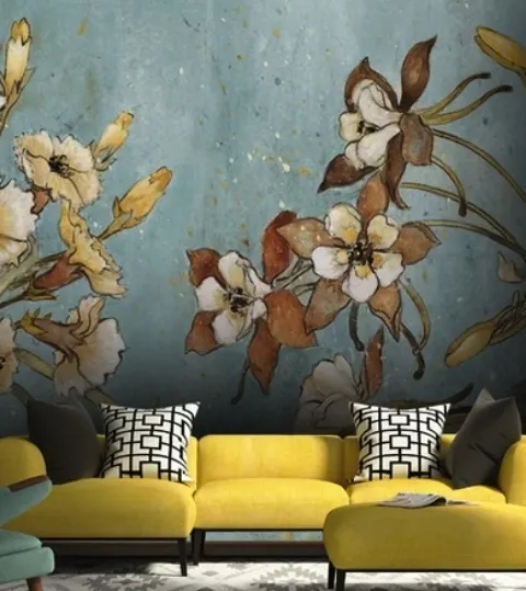 Watercolor Vintage Floral Wallpaper Mural
