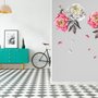 Kinder Aquarell Rosa Weiße Blumen Wandtattoo