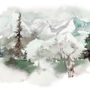 Winter Forest and Horned Deer Wallpaper Mural