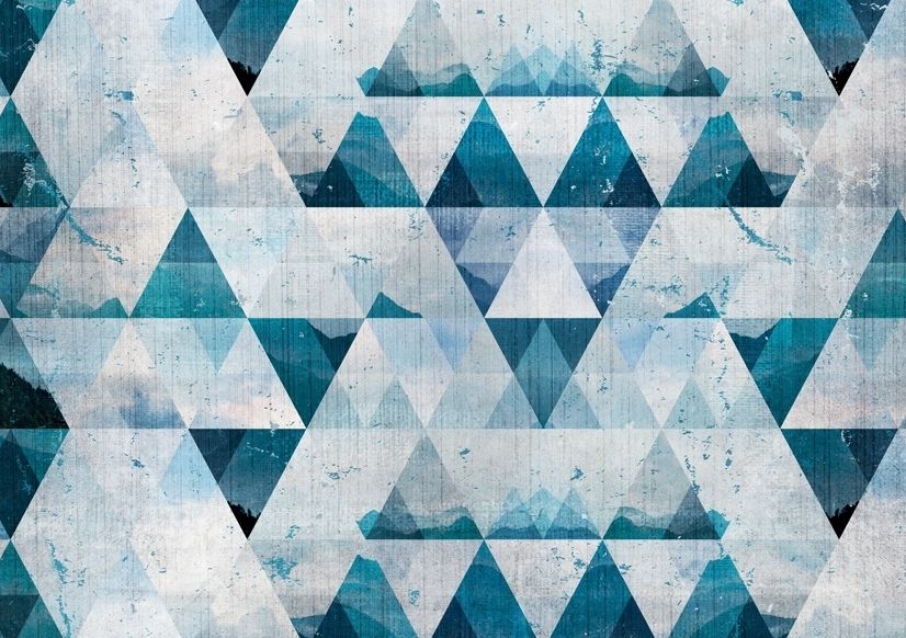 Geometric Blue Trigon Pattern Wallpaper Mural