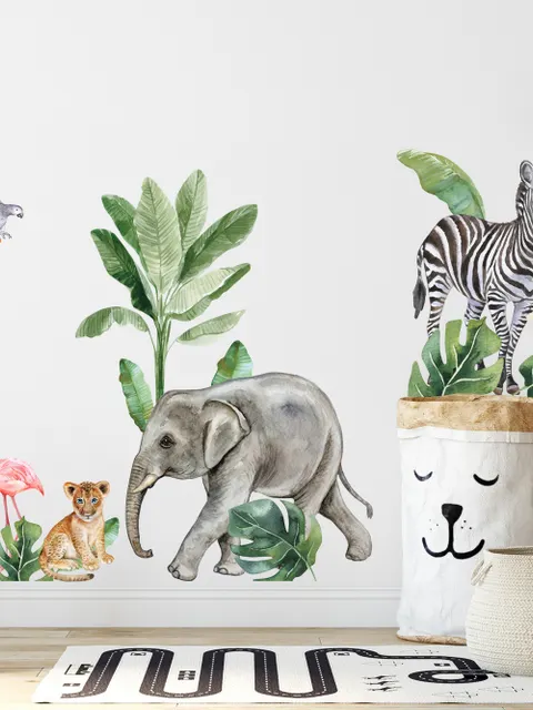 Kinder Tropische Safari Tiere Set Wandtattoo