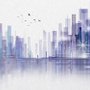 Black Green Dark Cityscape Wallpaper Mural