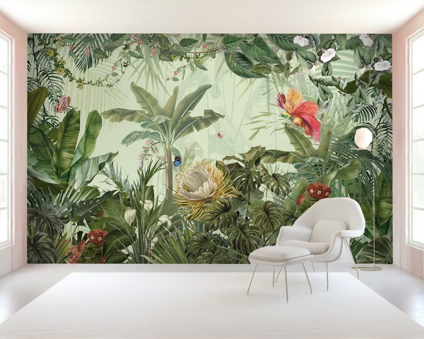 Tropical Jungle Plants Wallpaper Mural