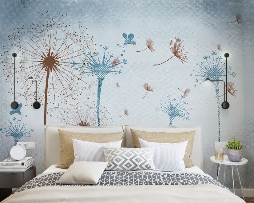 Vintage Dandelion Floral Wallpaper Mural