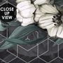 Colorful Floral with Dark Geometric Pattern Wallpaper Mural