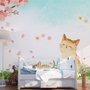 Fototapete Kirschblüten und Cartoon-Katzen