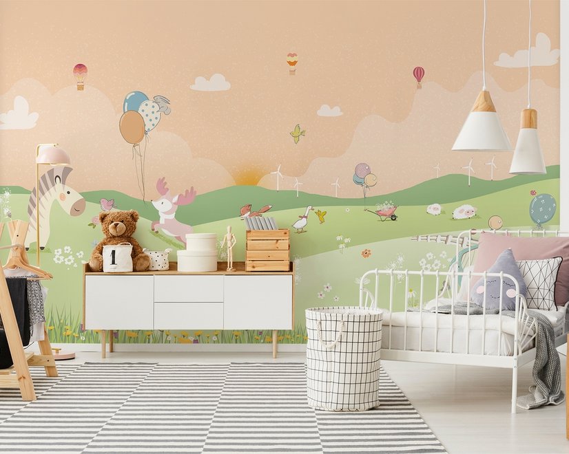 Kinderzimmer Cartoon Waldlandschaft Fototapete