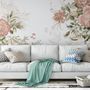 Papier peint panoramique fleurs roses vintage