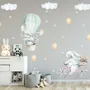Kids Cartoon Rabbit with Balloons and Snowflake Wall Decal Sticker